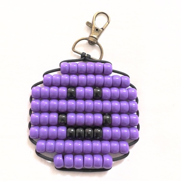Handmade Pony Bead Smiley Face Keychain Bag Charm | - Picture 4 of 8